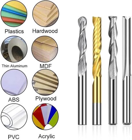 10pcs 3.175mm shank Ball Nose 2 Vlute Flat Bits for Woodworking Tools (10pcs Ball Nose) in Saudi Arabia