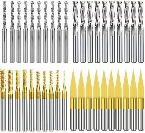 10pcs 3.175mm shank Ball Nose 2 Vlute Flat Bits for Woodworking Tools (10pcs Ball Nose) in Saudi Arabia