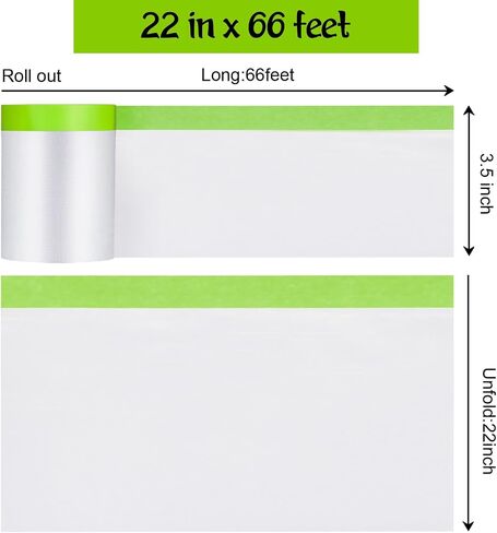 Pre-Taped Masking Film for Painting - 22" x 66'Painters Plastic roll,with Automotive Paint Tape,Decoration Painters Plastic,Windows and Furniture Protection (2 Rolls) in Saudi Arabia
