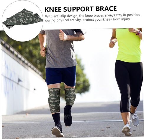 2pcs Elastic Honeycomb Brace Leg Sleeve Sports Knee Pads Protector Support Brace for Running Calf Compression Suitable for Basketball Football Tennis Walking Camouflage Long in Saudi Arabia