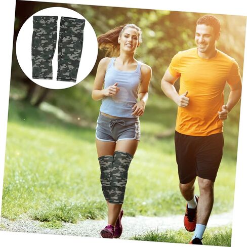 2pcs Elastic Honeycomb Brace Leg Sleeve Sports Knee Pads Protector Support Brace for Running Calf Compression Suitable for Basketball Football Tennis Walking Camouflage Long in Saudi Arabia