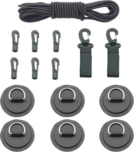 6 DRing Patch Bungee Cords 5mm 6m Elastic Cord Crafting Stretch String 6 Eagle Shock Cord Hooks 2 Kayak Paddle Holder for SUP PVC Inflatable Boat Kayak Canoe Deck Kayak Accessories White in Saudi Arabia