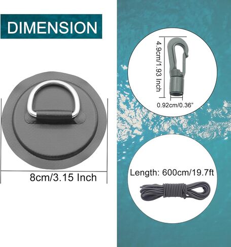 6 DRing Patch Bungee Cords 5mm 6m Elastic Cord Crafting Stretch String 6 Eagle Shock Cord Hooks 2 Kayak Paddle Holder for SUP PVC Inflatable Boat Kayak Canoe Deck Kayak Accessories White in Saudi Arabia