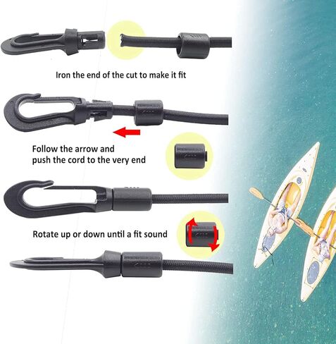 6 DRing Patch Bungee Cords 5mm 6m Elastic Cord Crafting Stretch String 6 Eagle Shock Cord Hooks 2 Kayak Paddle Holder for SUP PVC Inflatable Boat Kayak Canoe Deck Kayak Accessories White in Saudi Arabia