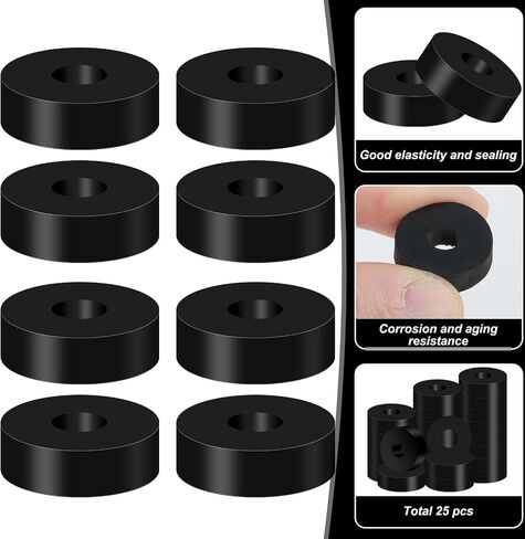 25 PCS Thick Rubber Washers, Rubber Spacer 3/4 Inch OD x 1/4 ID x 1/4 Inch Thickness Black Flat Washers Anti-Noise Round Spacers Black Grommet Flat Washer Thick Bushing Spacer for Car Accessories in Saudi Arabia