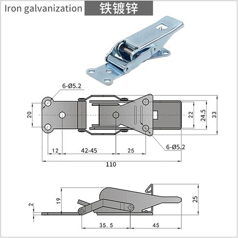 Stainless Steel Buckle Snap Hasp Cabinet Luggage Closure Spring Loaded Toggle Tie DIY Metal Buckles Lock Fasteners Tools 1Pcs(Iron Galvanization) in Saudi Arabia