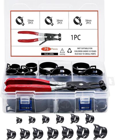 75Pcs 19-38mm Spring Hose Clamp Kit with Plier Spring Clip Fuel Line Silicone Vacuum Pipe Clamp in Kuwait