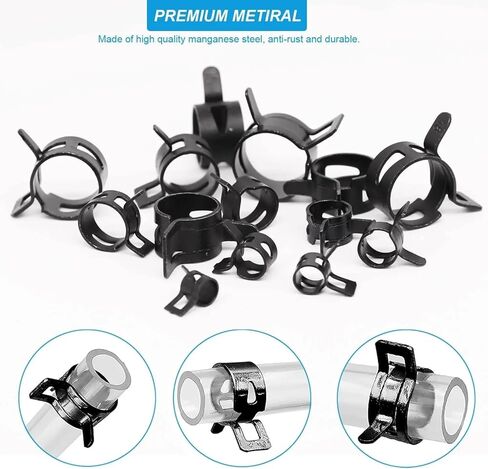 210Pcs 7-25mm Spring Band Hose Clamps With Plier Assortment Kit Vacuum Hose Steel Clamp Pressure Air Clip in Kuwait