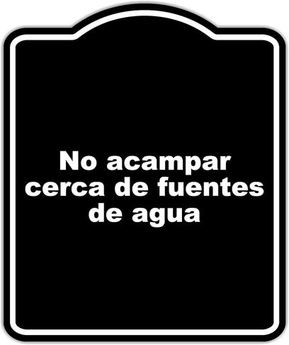 لا يوجد Acampar Cerca de Fuentes de Agua Black Aluminium Composite Sign 20 × 24 بوصة in Kuwait