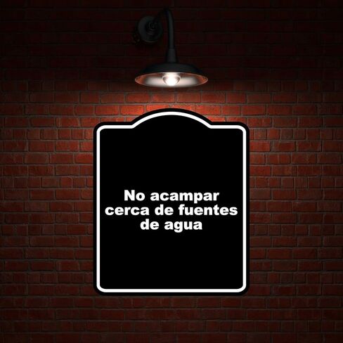 لا يوجد Acampar Cerca de Fuentes de Agua Black Aluminium Composite Sign 20 × 24 بوصة in Kuwait