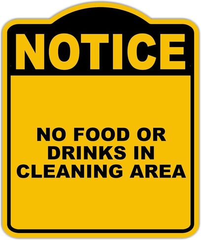 لا يوجد طعام أو مشروبات في منطقة التنظيف لاحظ علامة مركب من الألومنيوم الأسود الصفراء 20 × 24 بوصة in Kuwait
