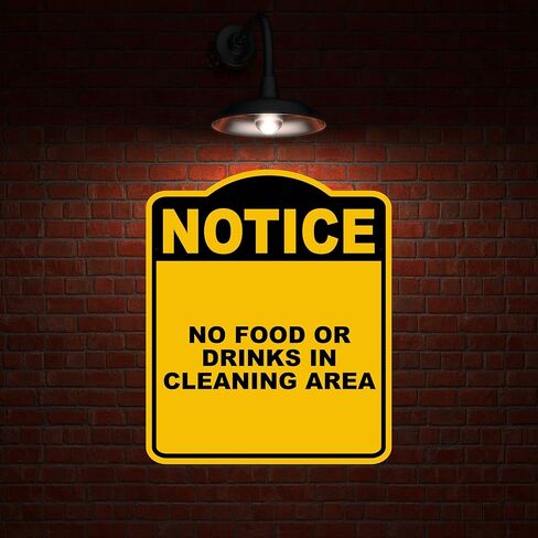 لا يوجد طعام أو مشروبات في منطقة التنظيف لاحظ علامة مركب من الألومنيوم الأسود الصفراء 20 × 24 بوصة in Kuwait