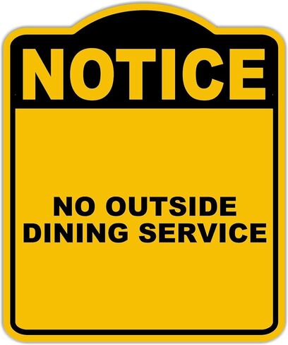 لا توجد خدمة تناول طعام خارجية أصفر علامة مركبة من الألومنيوم الأسود الصفراء 15 × 18 بوصة in Kuwait