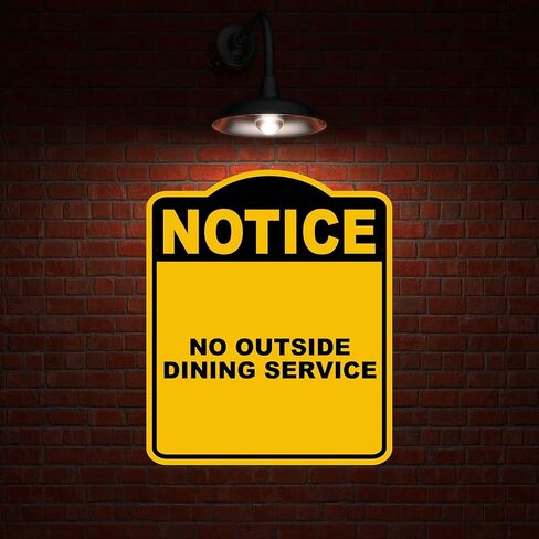 لا توجد خدمة تناول طعام خارجية أصفر علامة مركبة من الألومنيوم الأسود الصفراء 15 × 18 بوصة in Kuwait