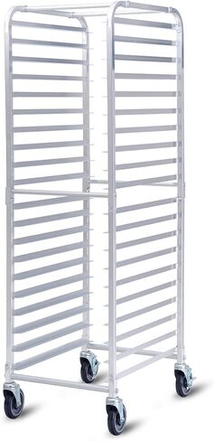 Giantex 20-Tier Kitchen Bun Pan Sheet Rack Aluminum Bakery Rack Home Commercial Kitchen Bakery Cooling Rack w/Wheels 2 Lockable & Open Shelf in Saudi Arabia