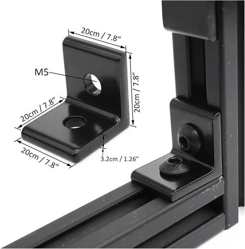 10pcs بثق الألومنيوم 2020 قوس زاوية الألومنيوم مع 20pcs m5 t مسامير صامدة للفتحة ل R/v Slot Rail 2020 t Slot in Saudi Arabia