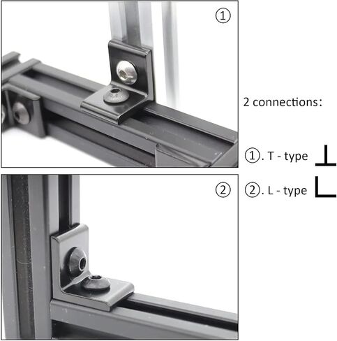 10pcs بثق الألومنيوم 2020 قوس زاوية الألومنيوم مع 20pcs m5 t مسامير صامدة للفتحة ل R/v Slot Rail 2020 t Slot in Saudi Arabia