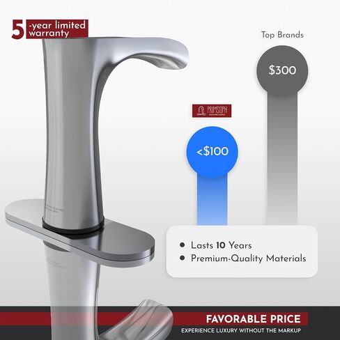 PRIMSOPH Automatic Motion Sensor Hands Free Electronic Infrared Smart Commercial Touchless Bathroom Sink Faucet with Cover Plate Temperature Mixer Battery or Plug-in Powered Chrome in Saudi Arabia