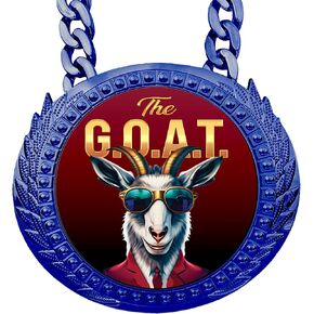 Trophy Depot G.O.A.T Champion Chain Medallion - 6" Blue Metalized Wreath Greatest of All Time with Exclusive Gold/Black Inlay Featuring a Choice of 3 Original Goat Emblems. in Saudi Arabia