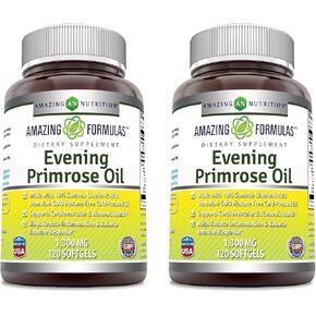 زيت زهرة الربيع المسائية من Amazing Formulas 1300 مجم، 10% GLA، مكمل كبسولات هلامية | زيت معصور على البارد خالٍ من الهكسان | غير معدل وراثيًا | خالي من الغلوتين (250 قطعة) in Kuwait
