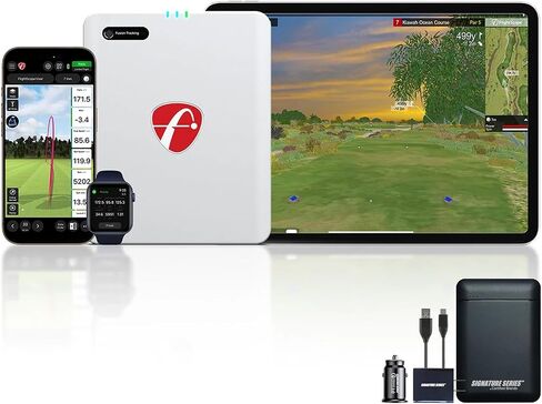FlightScope Mevo Gen2 شاشة إطلاق الجولف المحمولة ومحاكاة | 18 معلمات بيانات التأرجح ، 8 دورات محاكاة E6 ، نظرة عامة على GPS و Tracer Shot | داخلي وخارجي ، سلسلة توقيع باقة الطاقة in Kuwait