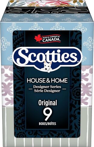 Scotties Original Facial Sissite ، Hypoallergenic وأخصائي الأمراض الجلدية المعتمدة ، 2 صناديق ، 9 صناديق ، 126 أنسجة لكل صندوق in Kuwait