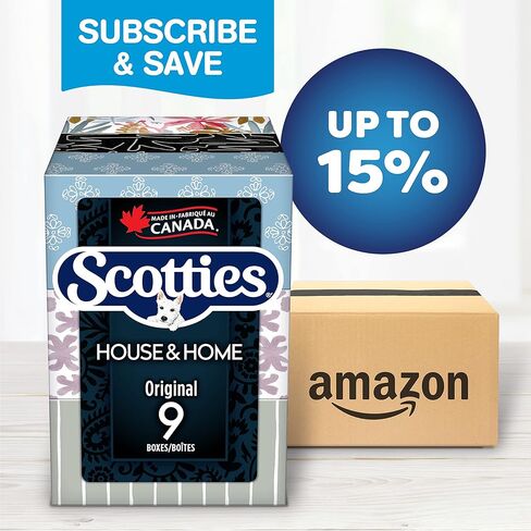 Scotties Original Facial Sissite ، Hypoallergenic وأخصائي الأمراض الجلدية المعتمدة ، 2 صناديق ، 9 صناديق ، 126 أنسجة لكل صندوق in Kuwait