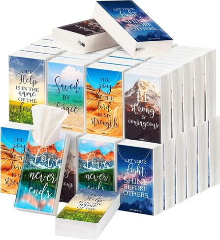 Outus 60 Pack Christian Pocket Tissues Travel Size 4 Ply Bible Verse Tissues Bulk 600 Sheets Inspirational Facial Individual Religious Gift for Christmas Church Wedding Travel(Flower Style) in Saudi Arabia