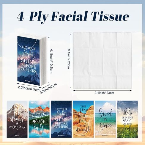 Outus 60 Pack Christian Pocket Tissues Travel Size 4 Ply Bible Verse Tissues Bulk 600 Sheets Inspirational Facial Individual Religious Gift for Christmas Church Wedding Travel(Flower Style) in Saudi Arabia