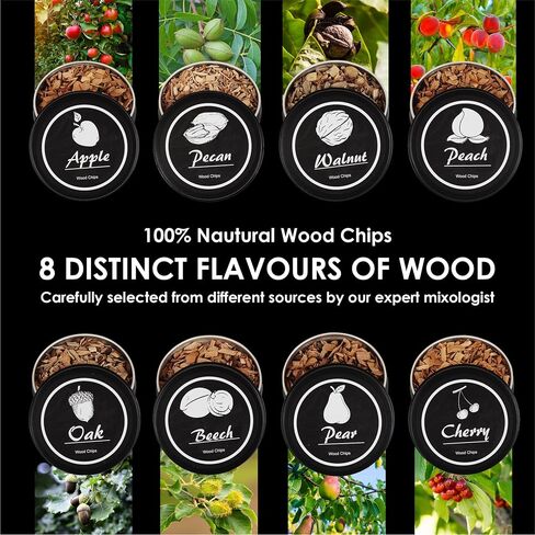 SMOKEOLOGIST Whiskey, Cocktail, and Old Fashioned Smoker Kit with Torch – includes 8 Unique Natural Wood Flavors, Luxury Wooden Box Gift Packaging, Premium Butane Torch (butane fuel not included) in Saudi Arabia