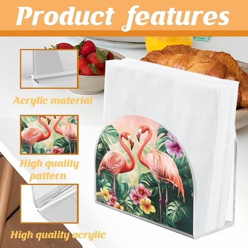 SUPERDANT Blue Flowers Napkin Holder for Tables Acrylic Tissue Holder Tissue Dispenser for Kitchen Acrylic Serviette Holder Serviette Dispenser for Dining Room Farmer Modern Decor in Saudi Arabia