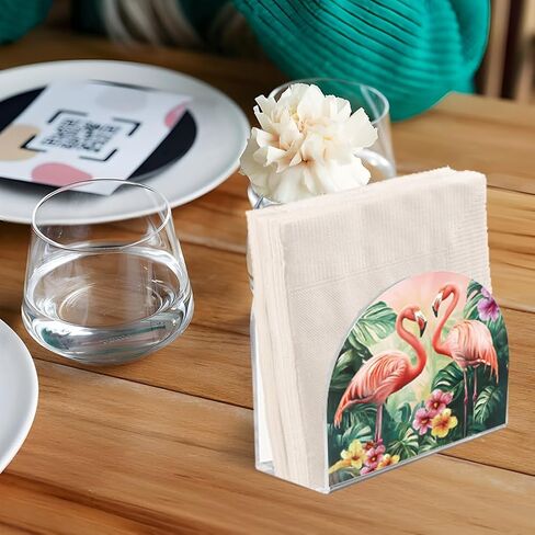 SUPERDANT Blue Flowers Napkin Holder for Tables Acrylic Tissue Holder Tissue Dispenser for Kitchen Acrylic Serviette Holder Serviette Dispenser for Dining Room Farmer Modern Decor in Saudi Arabia