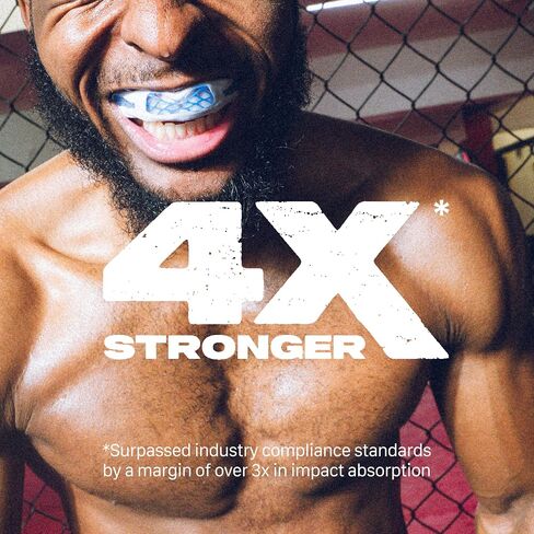 Safejawz Sports Mouthguard Triple Layer ، Premium-shock-cage beath mouth with case for basketball ، lacrosse ، footbool ، artial arts ، hockey and all contact Sports (White) in Kuwait
