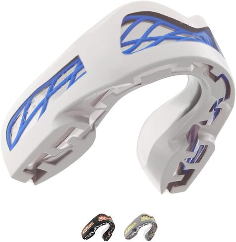 Safejawz Sports Mouthguard Triple Layer ، Premium-shock-cage beath mouth with case for basketball ، lacrosse ، footbool ، artial arts ، hockey and all contact Sports (White) in Kuwait