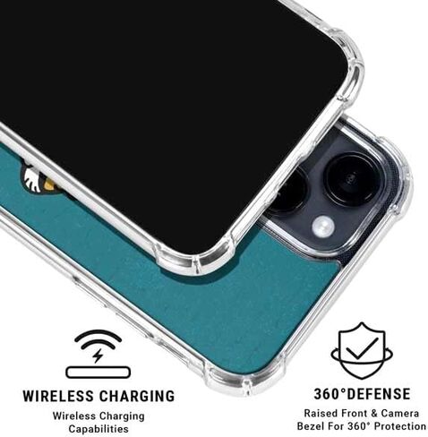 Skinit Clear Phone Case Compatible with iPhone 15 - Officially Licensed NFL Jacksonville Jaguars Teal Distressed Design in Saudi Arabia