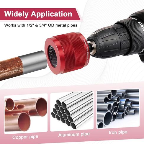 1/2 "و 3/4" منظف أنابيب النحاس مجموعة للتدريب ، مع 1/4 "شفرات سداسية و 6 فرشاة وفرشاة تنظيف الأنابيب ، أدوات السباكة لإزالة الصدأ والبقع والطلاء من النحاس والمعادن الأنابيب in Saudi Arabia