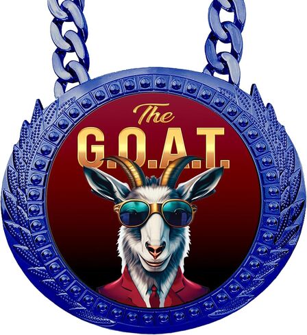 Trophy Depot G.O.A.T Medallion Medallion - 6 "الزهور المعدنية الأزرق على الإطلاق مع ترصيع الذهب/الأسود الحصري الذي يتميز باختيار 3 شعارات عنزة أصلية. in Saudi Arabia