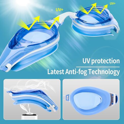 WAVE Nearsighted Swim Goggles,Shortsighted Swimming Goggles for Adults Youth, Anti Fog UV Protection Comfort Silicone Frame in Kuwait