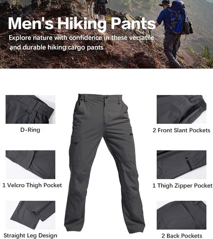 Men's Lightweight Hiking Work Pants Quick Dry Water Resistant Ripstop Stretch Outdoor Travel Fishing Cargo Pants in Saudi Arabia
