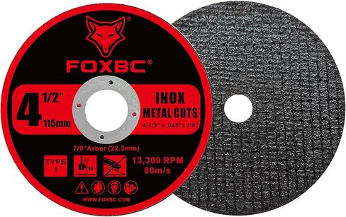 FOXBC 4-1/2 Inch Metal Cut-Off Discs Wheel, Cutting for Metal & Stainless Steel for Angle Grinder, 4-1/2" x .045" x 7/8" - 50 Pack in Saudi Arabia