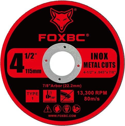 FOXBC 4-1/2 Inch Metal Cut-Off Discs Wheel, Cutting for Metal & Stainless Steel for Angle Grinder, 4-1/2" x .045" x 7/8" - 50 Pack in Saudi Arabia