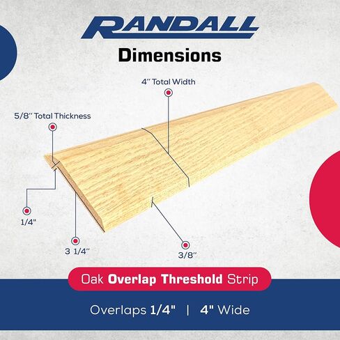 4" Wood Oak Threshold Overlap | 1/4" HIGH Overlap | 3 1/4" Overlap Width | 5/8" Total Height (3 FT) in Saudi Arabia