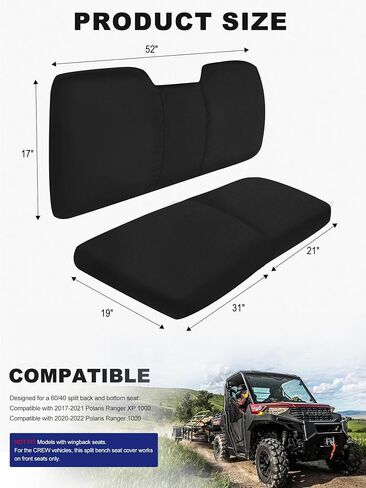 Heavy-Duty UTV Seat Covers Fit for Polaris Ranger 1000（2020-2025）/ Polaris Ranger XP 1000 (2017-2025) | Waterproof, Dog-Proof & Easy-Clean, Durable Oxford Fabric (Camo) in Saudi Arabia