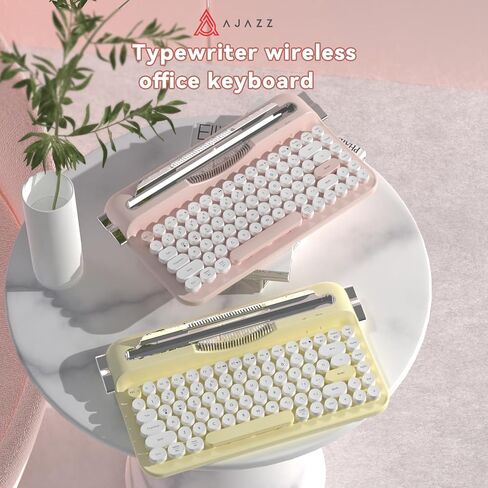 Ajazz AF84 لوحة مفاتيح آلة كاتبة اللاسلكية ، اتصال بلوتوث/2.4 جرام ، اتصال جمالي رجعية لطيف مع موقف متكامل للقرص والهاتف والكمبيوتر الشخصي و WIN/MAC/Android Gray in Kuwait