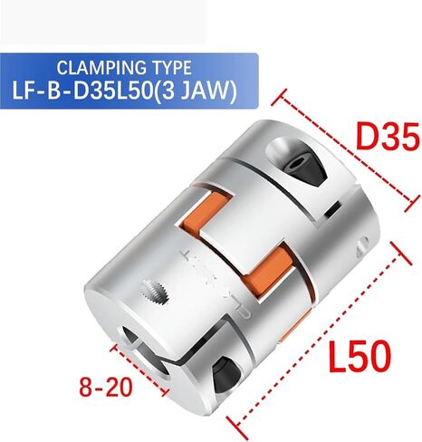 LF-B-D35L50 LF D35L50 3Jaw Servo Motor Couplers Flexible Star Spider Plum Elastic Shaft Coupling with Dia 8mm to 20mm for Engraving Machine 1Pcs(14mmx16mm) in Saudi Arabia
