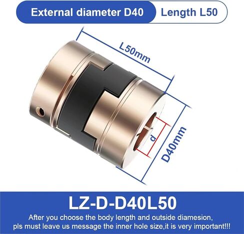 LZ-B-D40L50 LZ D40L50 D40L35 Oldham Coupling Flexible Aluminum Alloy Shaft Coupler 10mm to 20mm for CNC Servo Mo 1Pcs(LZ-D-D40L35 11mm) in Saudi Arabia