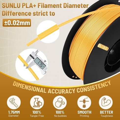 خيوط PLA 1.75 مم ، خيوط الطباعة ثلاثية الأبعاد ، الدقة العالية والصلابة ، الدقة الأبعاد +/- 0.02 مم ، 1 كجم (2.2 رطل) ، الرائحة ، مقاومة للرطوبة ، متوافقة مع معظم طابعات FDM ، الذهب in Saudi Arabia