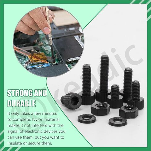 Keadic 330Pcs M3 Nylon Hex Bolts Kit: Black Nylon Hex Socket Head Cap Screws, Nuts, Washers - Motion Sensor, Controller Board, Flight Control Stack Building in Saudi Arabia
