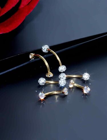 Internally Threaded Eyebrow Piercing Jewelry 16G 6mm 8mm 10mm Surgical Steel Gold Vertical Labret Lip Jewelry Curved Barbell Eyebrow Rings Rook Navel Small Belly Button Ring for Women Men in Saudi Arabia
