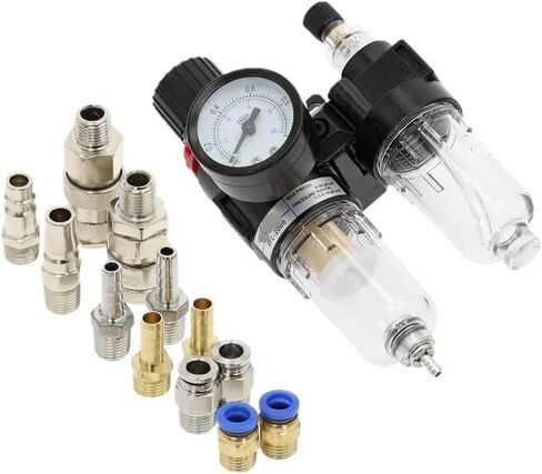 AFC2000 Oil Water Separator Regulator Trap Filter Airbrush Air Compressor Pressure Reducing G1/4 AFR2000 + AL2000 EU Fittings(AFC2000-304-PC,8MM) in Saudi Arabia